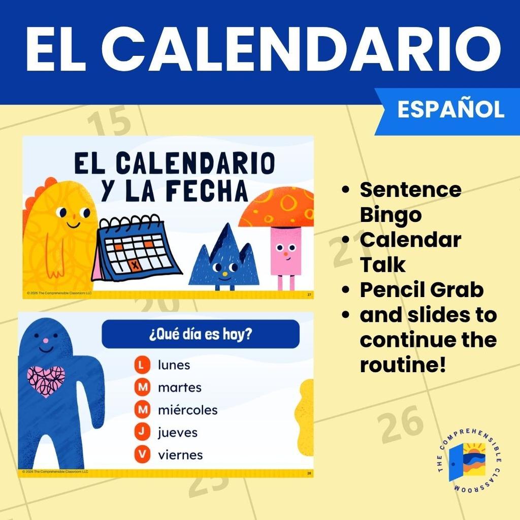 1 Calendar Talk and Sentence Bingo Spanish