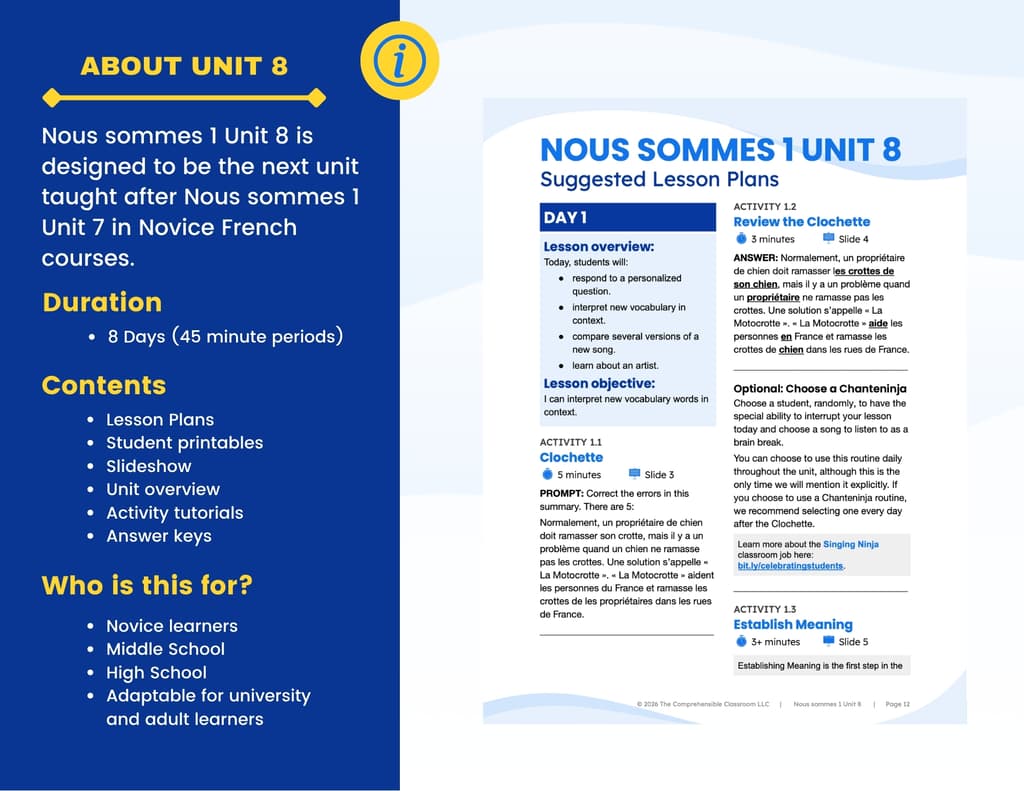 100 Nous sommes 1 Unit 8 Updated 2026