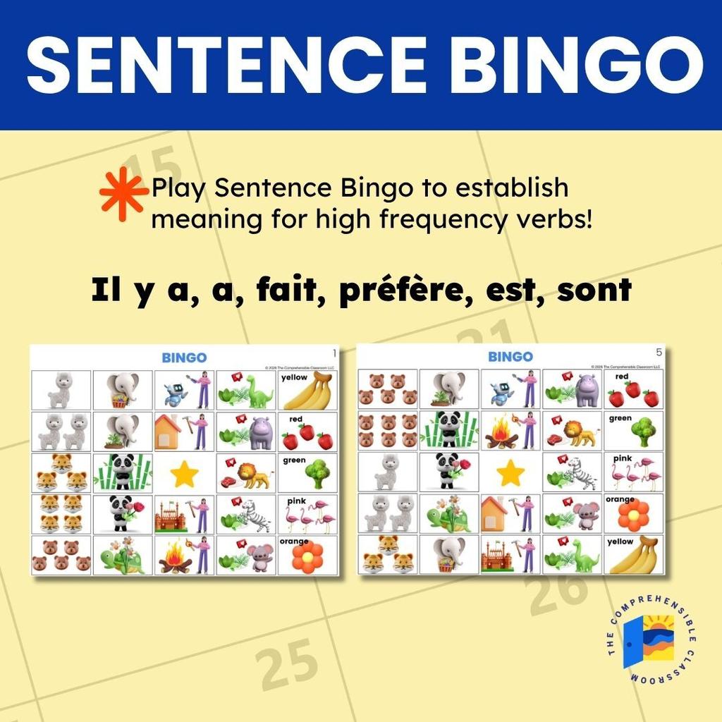 2 Calendar Talk and Sentence Bingo French