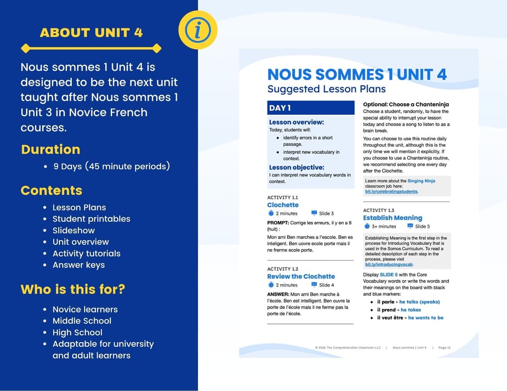 3 Nous sommes 1 Unit 4 update
