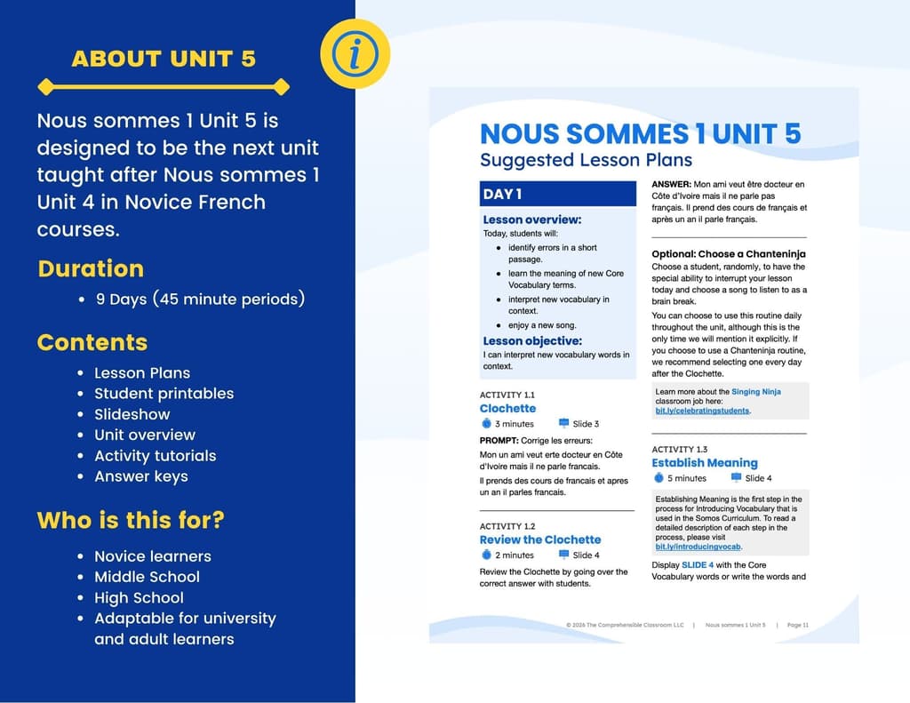 3 Nous sommes 1 Unit 5 UPDATED