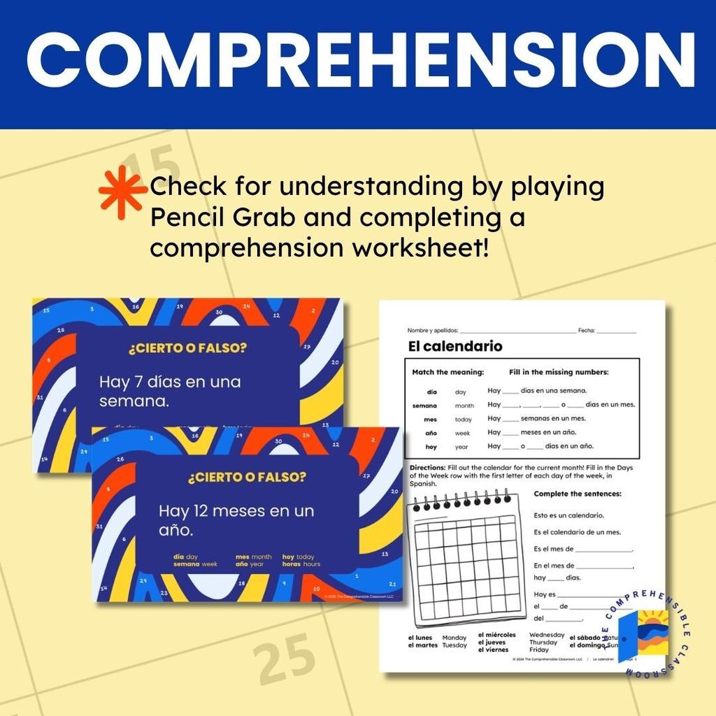 4 Calendar Talk and Sentence Bingo Spanish