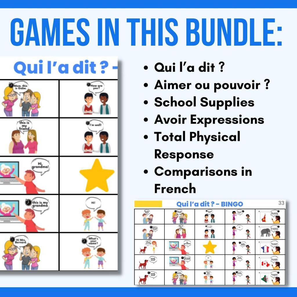 82 French Sentence Bingo Bundle