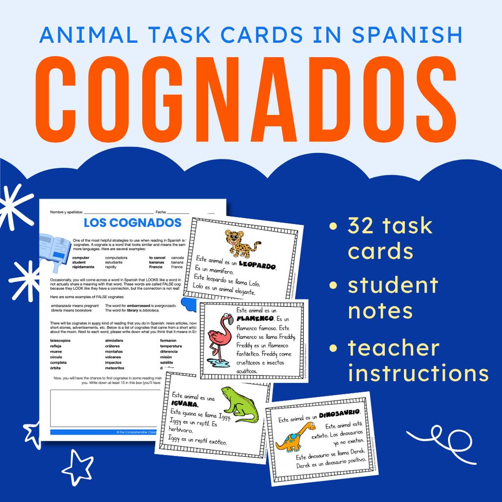 Cognates task cards cover SPANISH 2026