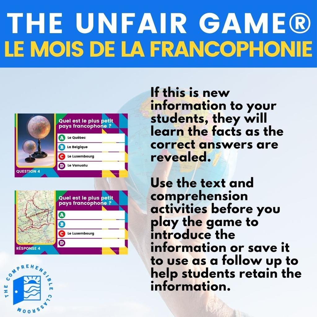 Unfair Game French Le mois de la Francophonie4