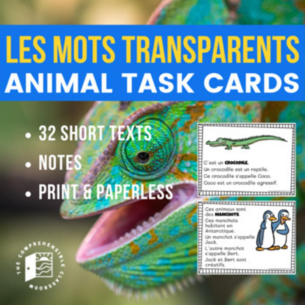 Les Mots Transparents Animal Task Cards Cover 7780959 1