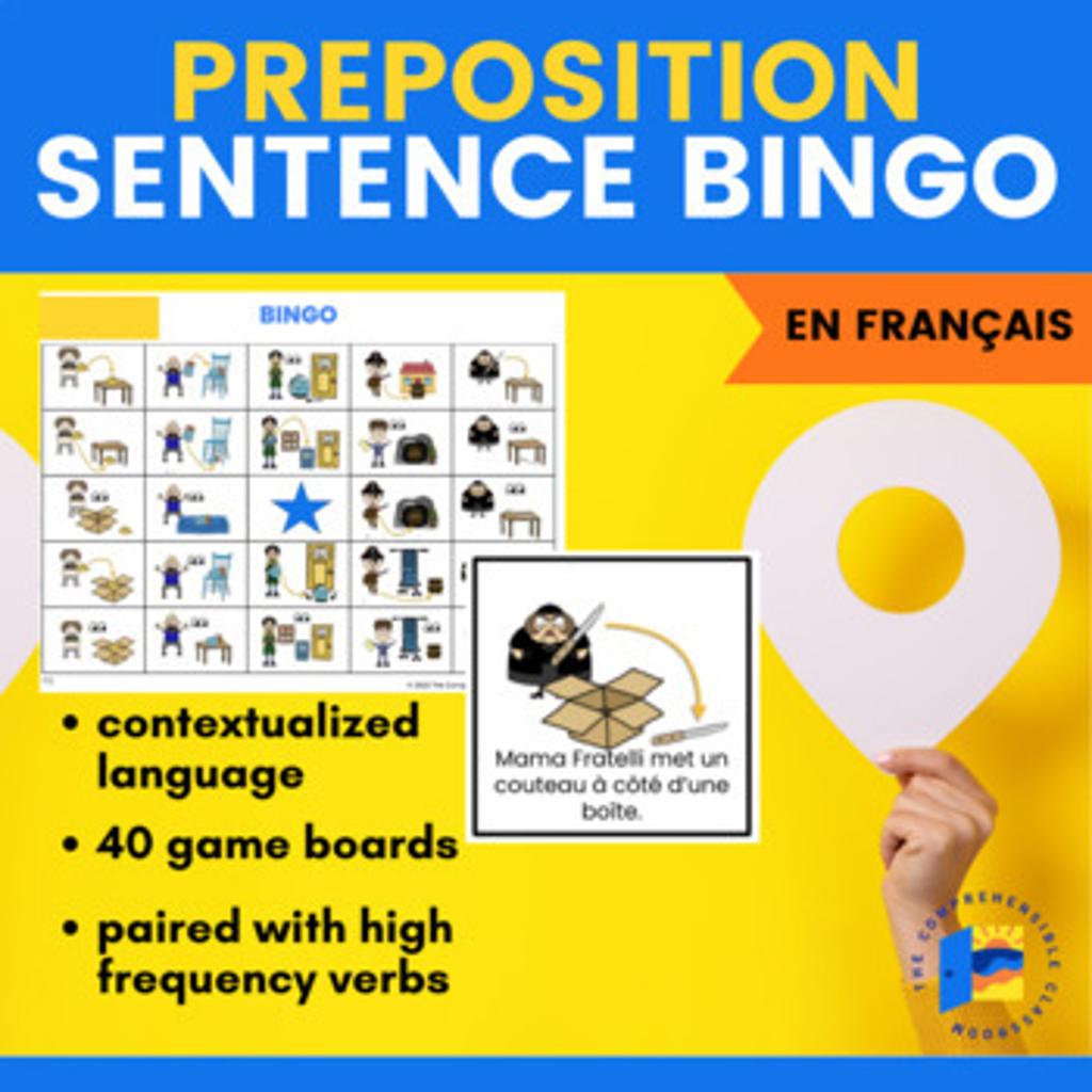 Preposition Sentence Bingo in French 8638436 1