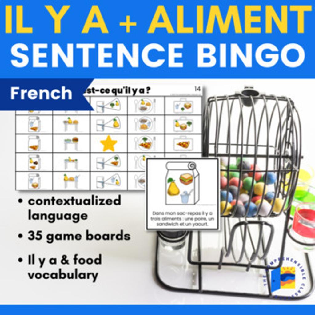 Il y a + Aliment Sentence Bingo French 8970247 1