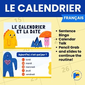 1 Calendar Talk and Sentence Bingo French