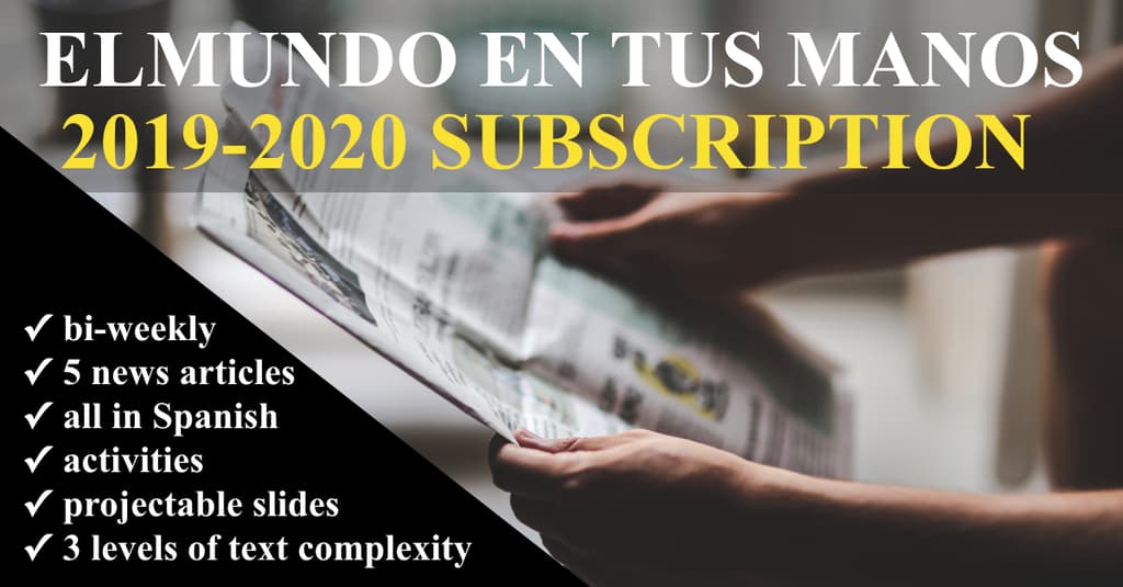 The 2019-2020 subscription to El mundo en tus manos features more resources than ever before! Pre-order today https://www.teacherspayteachers.com/Product/EL-MUNDO-EN-TUS-MANOS-News-summaries-for-Spanish-students-2019-2020-PRE-ORDER-4486025