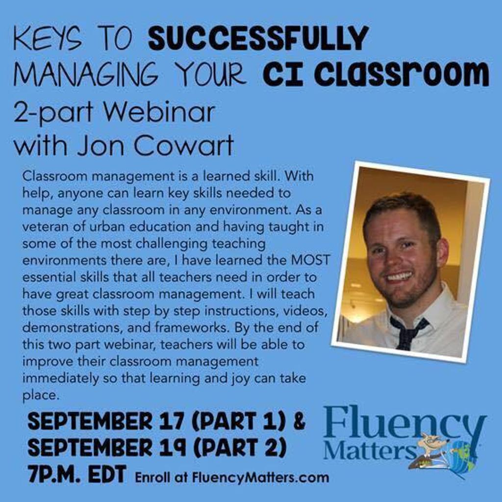 Learn how to successfully manage your classes this year with unlimited 60 day access to this 2-part webinar from Jon Cowart