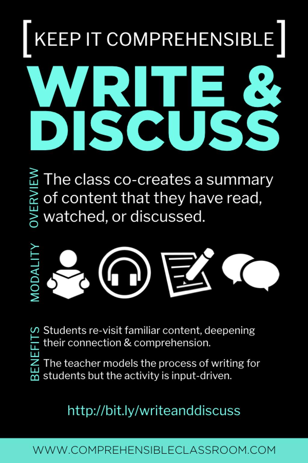 Write and Discuss is a power packed strategy for language classes. Visit bit.ly/writeanddiscuss to watch a demo and learn more!