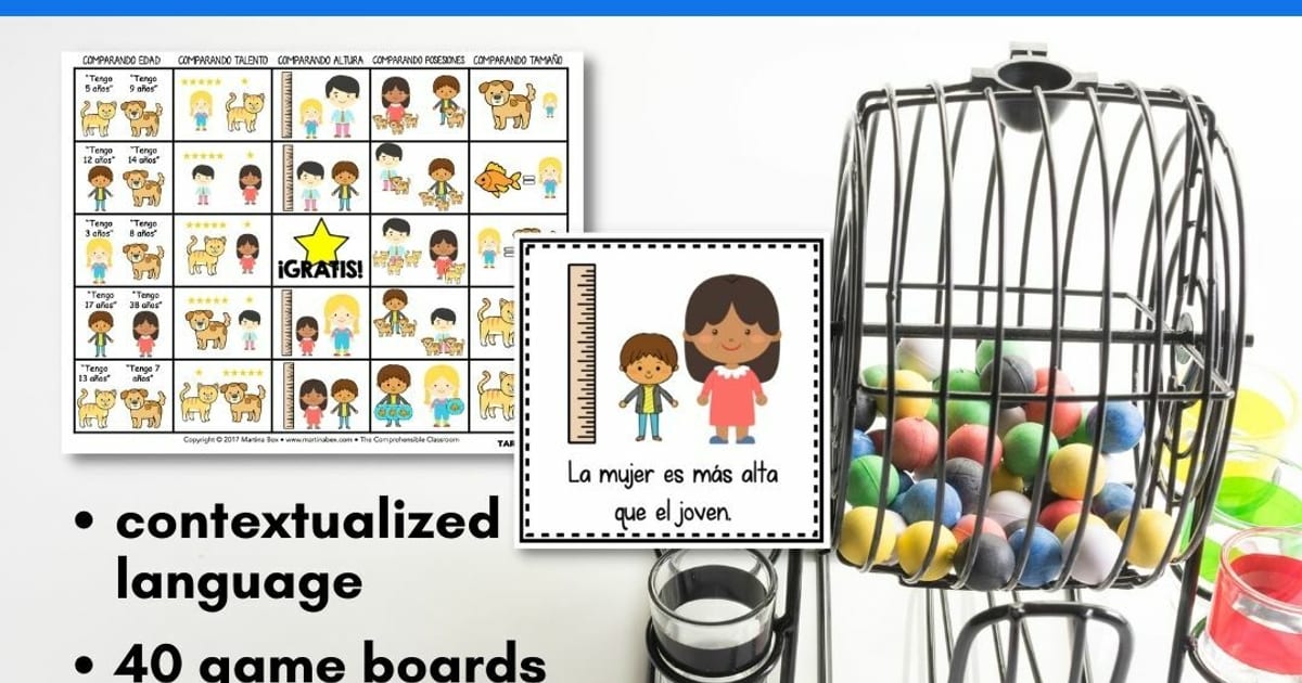 The Comprehensible Classroom | Comparaciones Sentence Bingo