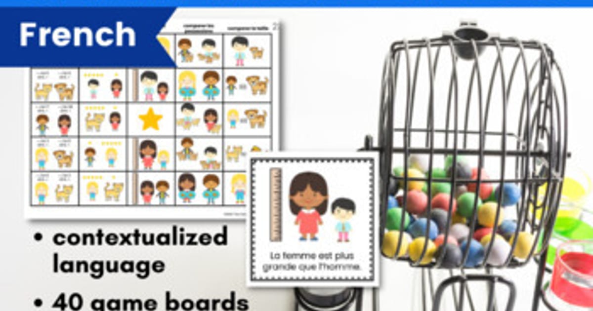 The Comprehensible Classroom | Les comparaisons Sentence Bingo